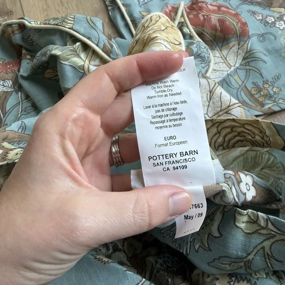 Pottery Barn Palampore Blue Floral King Duvet Cover 3 Euro Shams Cotton